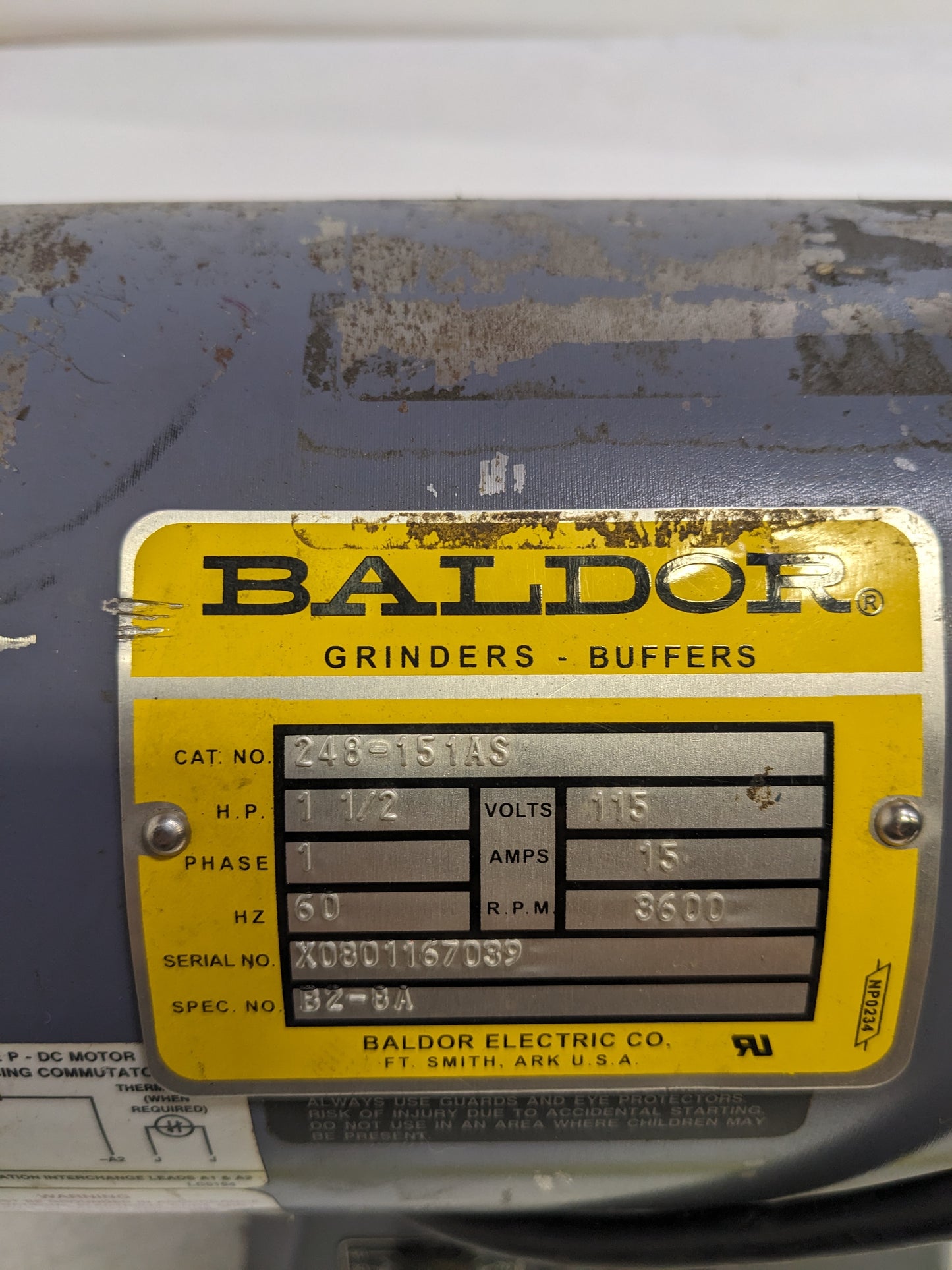 BALDOR 248-151AS INDUSTRIAL ADJUSTABLE SPEED BELT SANDER 1.5HP 1PH 115V NEW R30