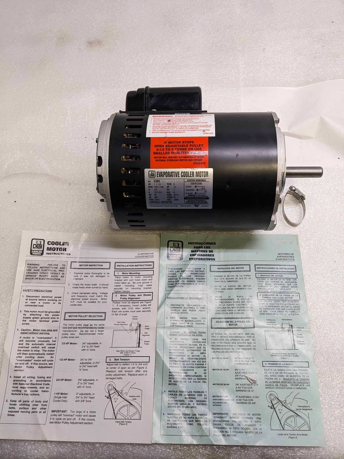 DIAL 2395 EVAPORATIVE COOLER MOTOR 2 SPEED NEW H2