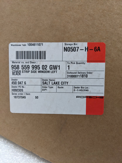 PORSCHE 95855999502GW1 GLASS MOLDING FOR 2014-2018 CAYENNE BLACK NEW R23