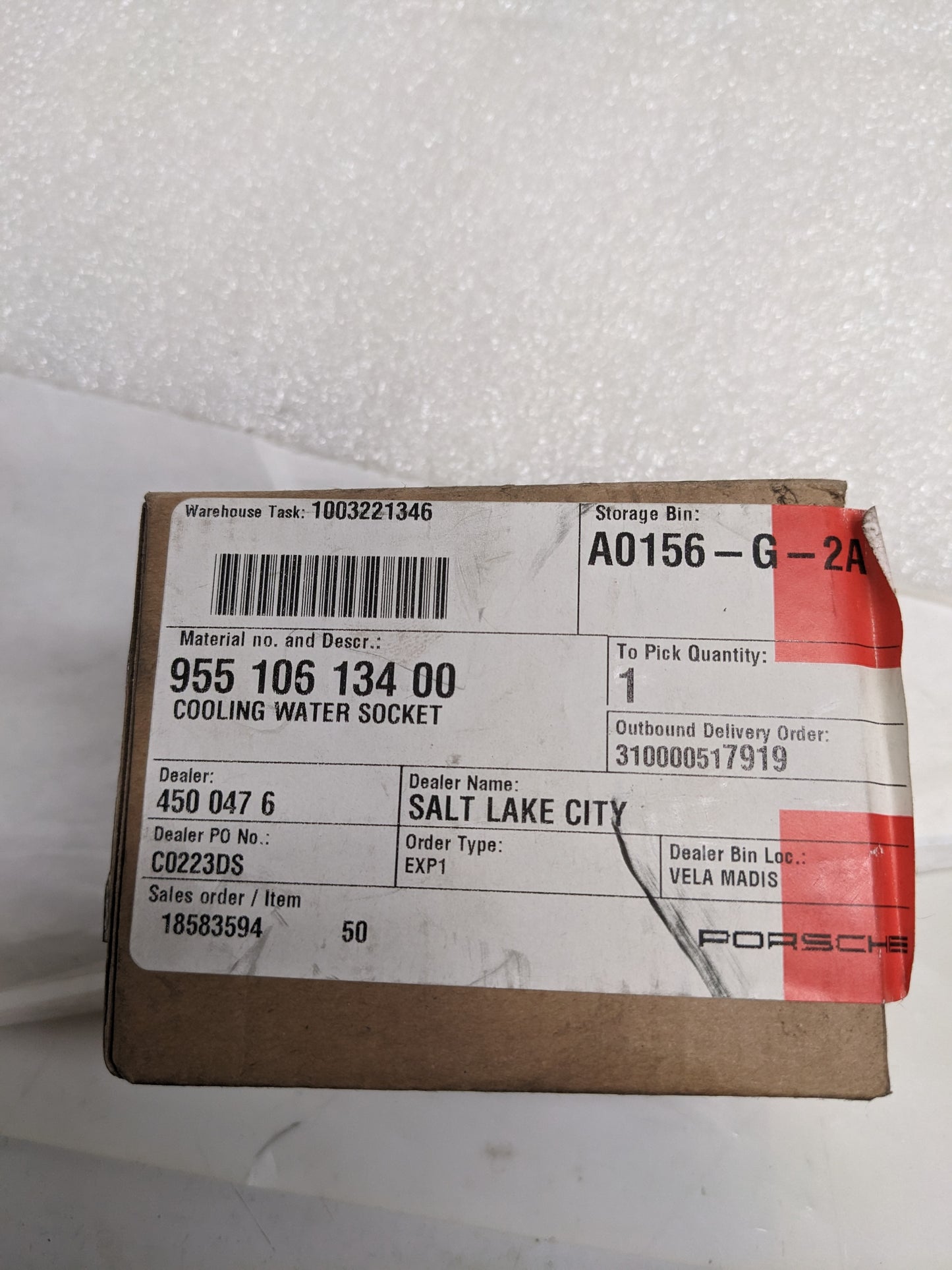 PORSCHE 95510613400 COOLANT FLANGE CYLINDER HEAD FOR 2008-2018 CAYENNE NEW R23T2