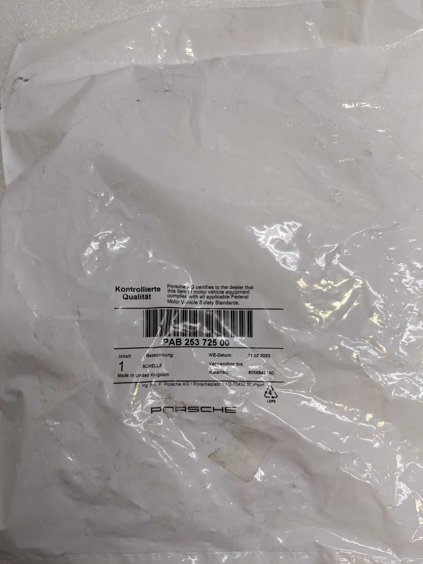 PORSCHE PAB25372500 CATALYTIC CONVERTER CLAMP 2019-2023 CAYENNE/PANAMERA NEW R23T2