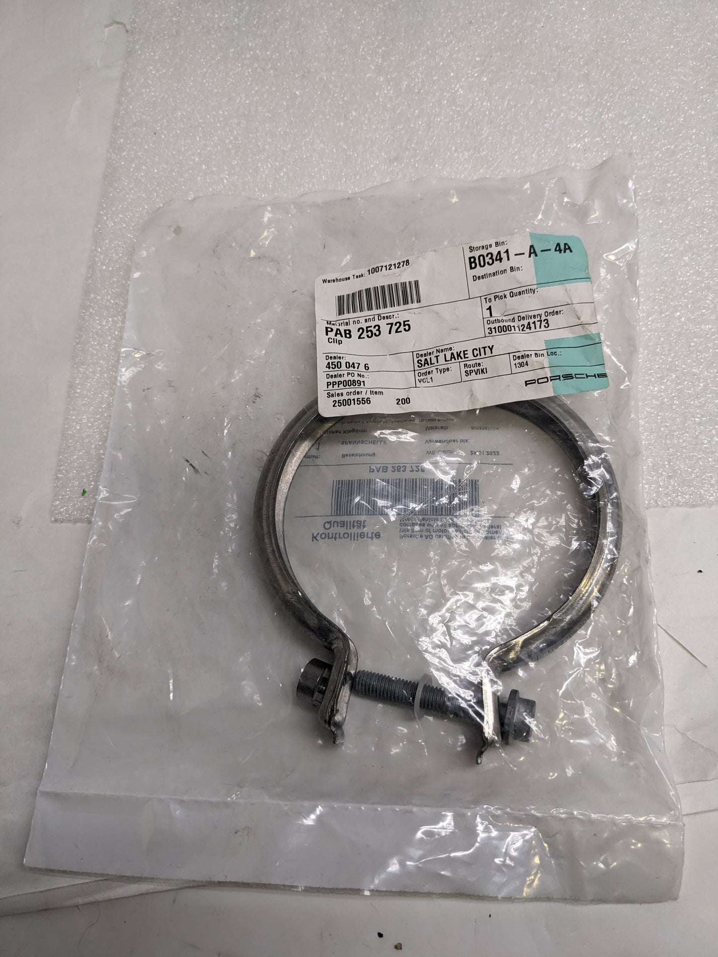 PORSCHE PAB253723 CONVERTER & PIPE CLAMP  FOR 2019-2023 PANAMERA NEW R23T2