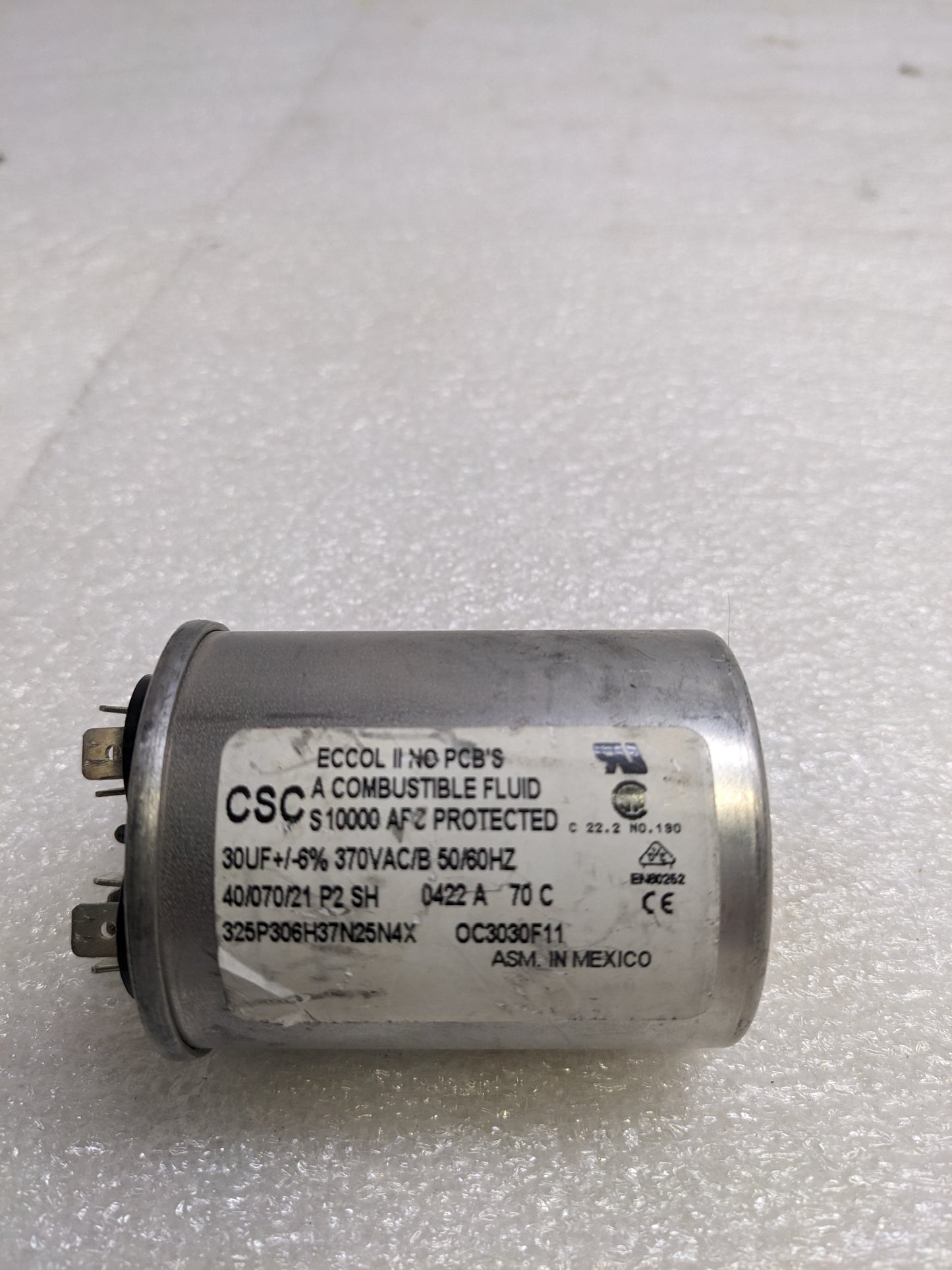 BALDOR OC3030F11 RUN CAPACITOR 30MFD 370VAC USED R13T3
