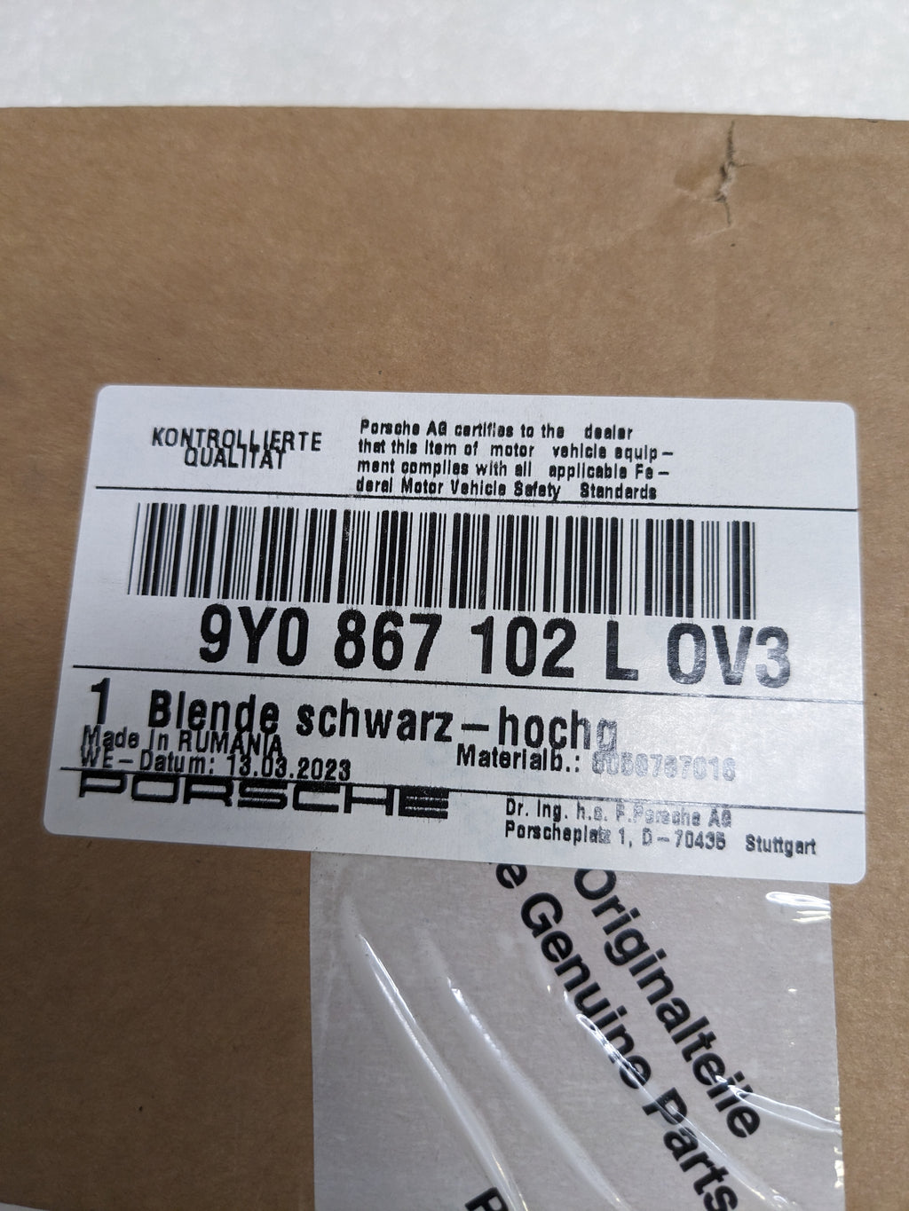 PORSCHE 9Y0-867-102-L-OV3 LOWER MOLDING FOR 2019-2023 CAYENNE NEW R21