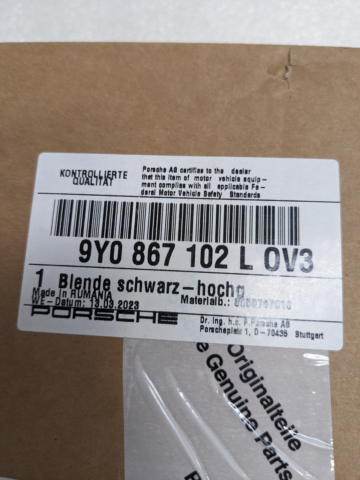 PORSCHE 9Y0-867-102-L-OV3 LOWER MOLDING FOR 2019-2023 CAYENNE NEW R21