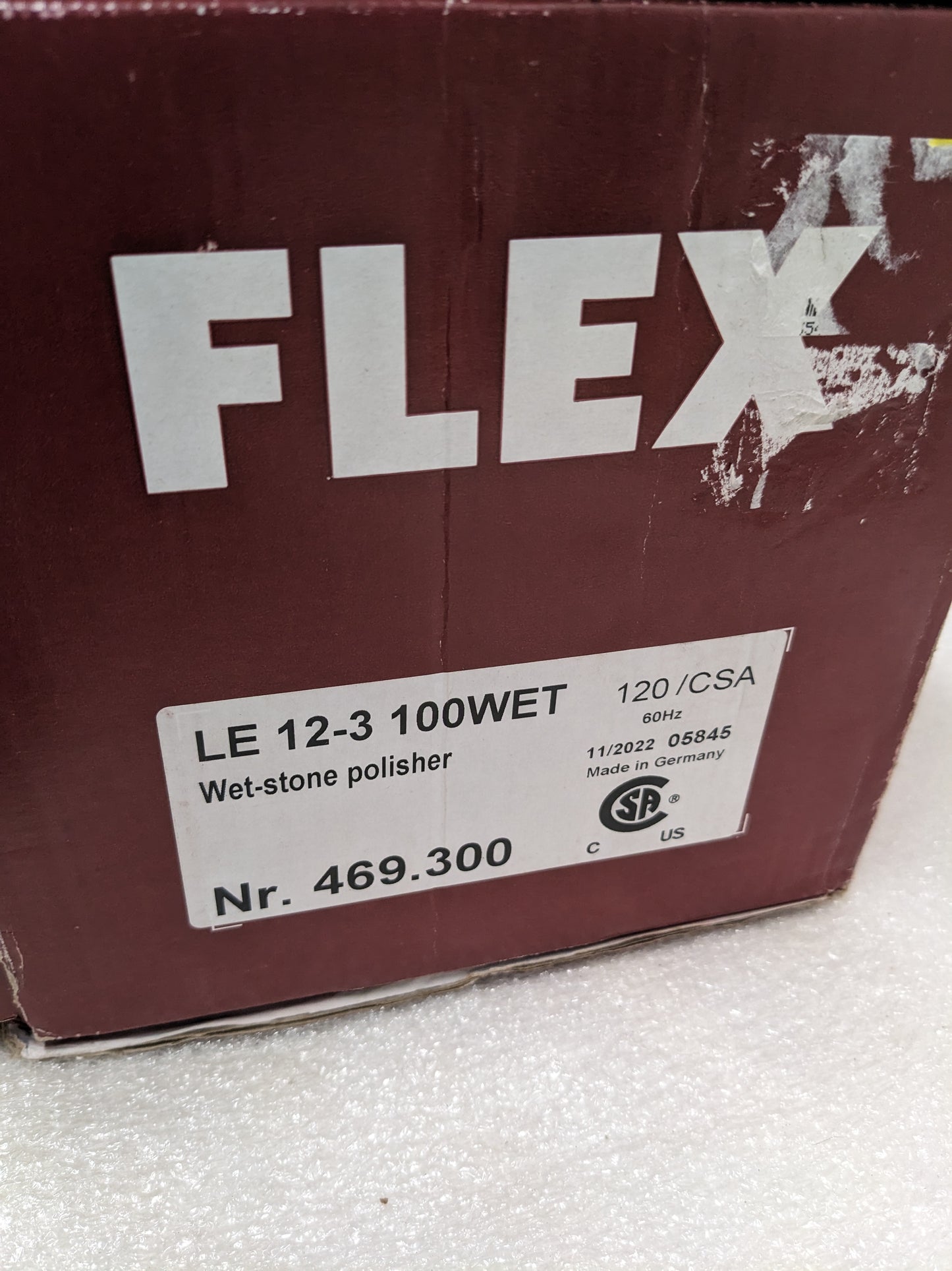 FLEX LE123100WET WET-STONE POLISHER 5" W/ CENTRAL WATER FEED 120/CSA NEW R31