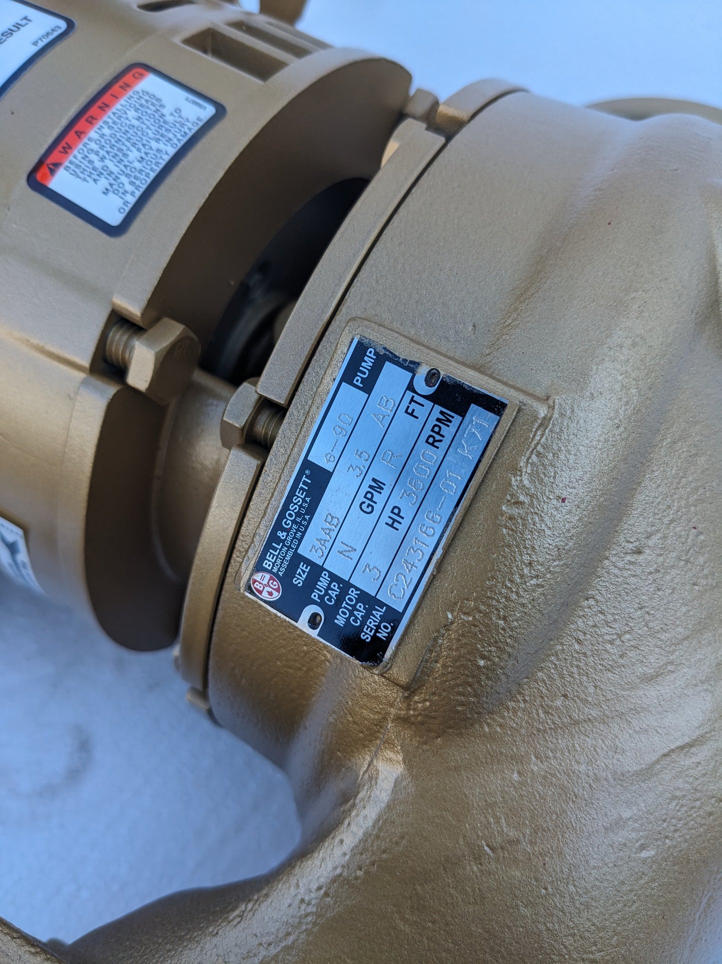 BELL & GOSSETT PUMP E-90 3AAB 3.5 AB 3600 HP 2 NEW S-343