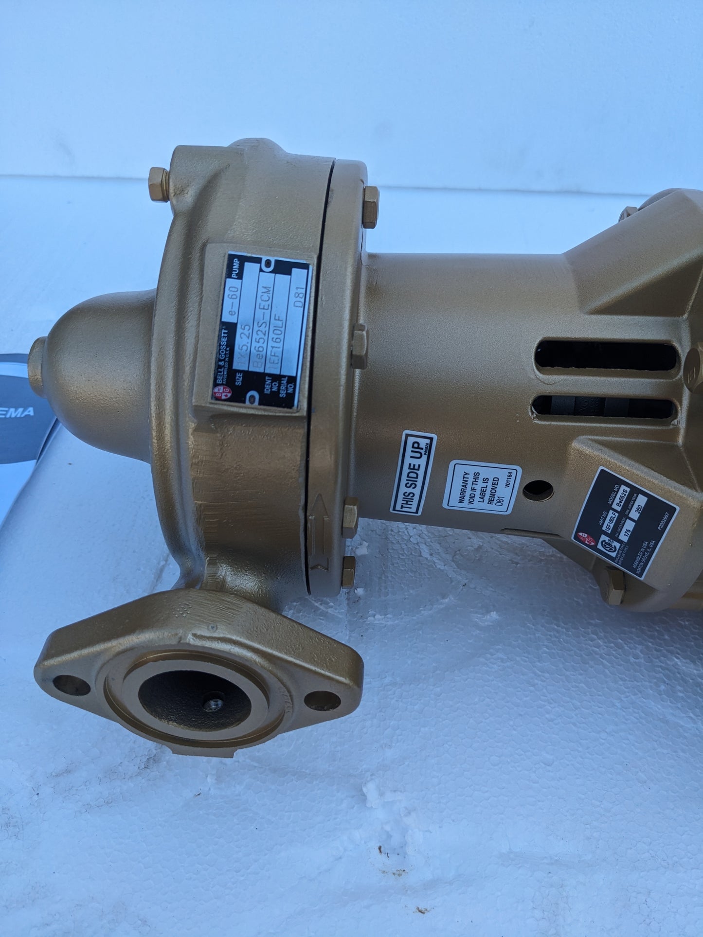 BELL & GOSSETT 1EF160LF PUMP E-60 1X5.25 BE652S-ECM NEW S-343