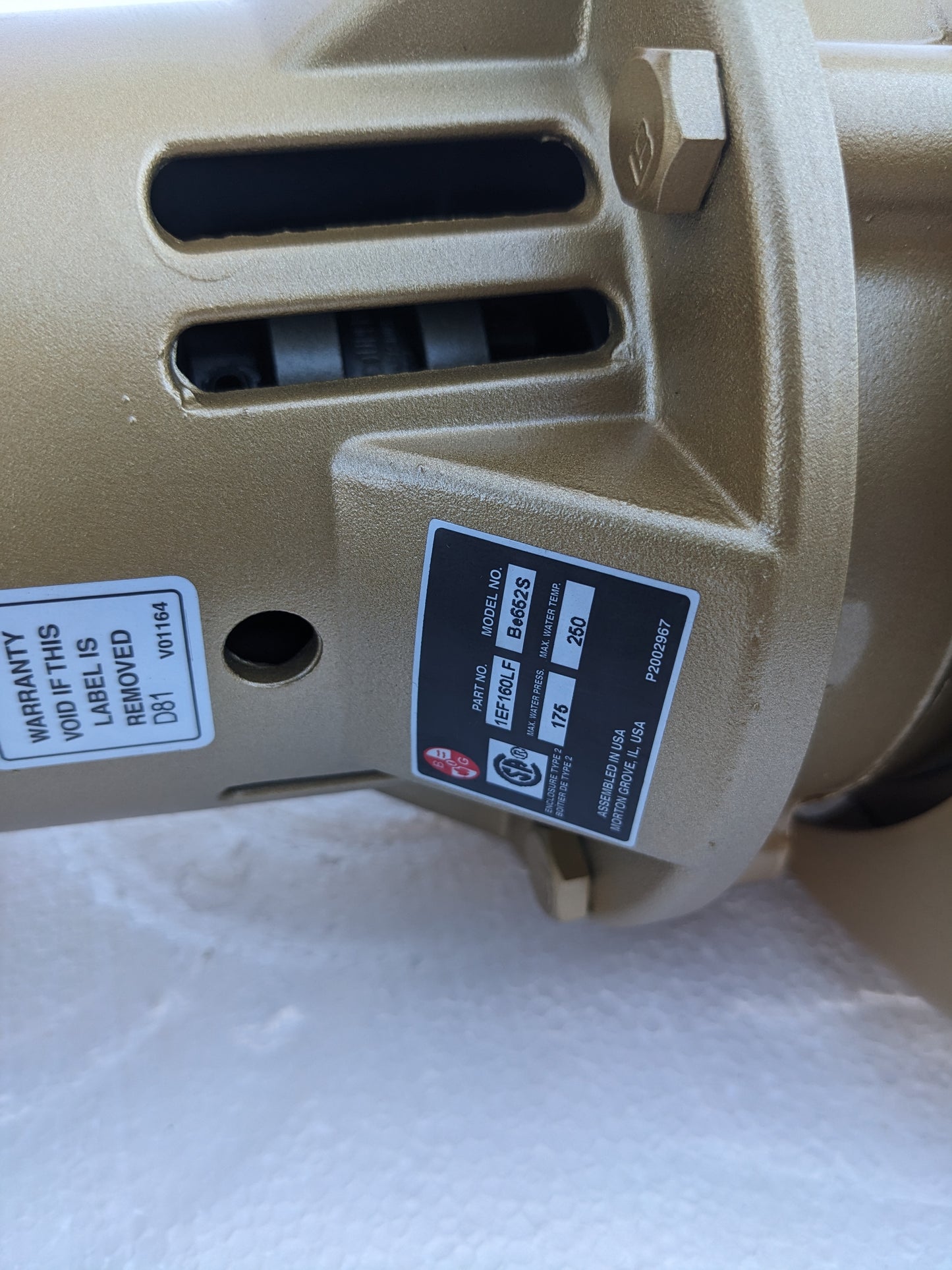 BELL & GOSSETT 1EF160LF PUMP E-60 1X5.25 BE652S-ECM NEW S-343