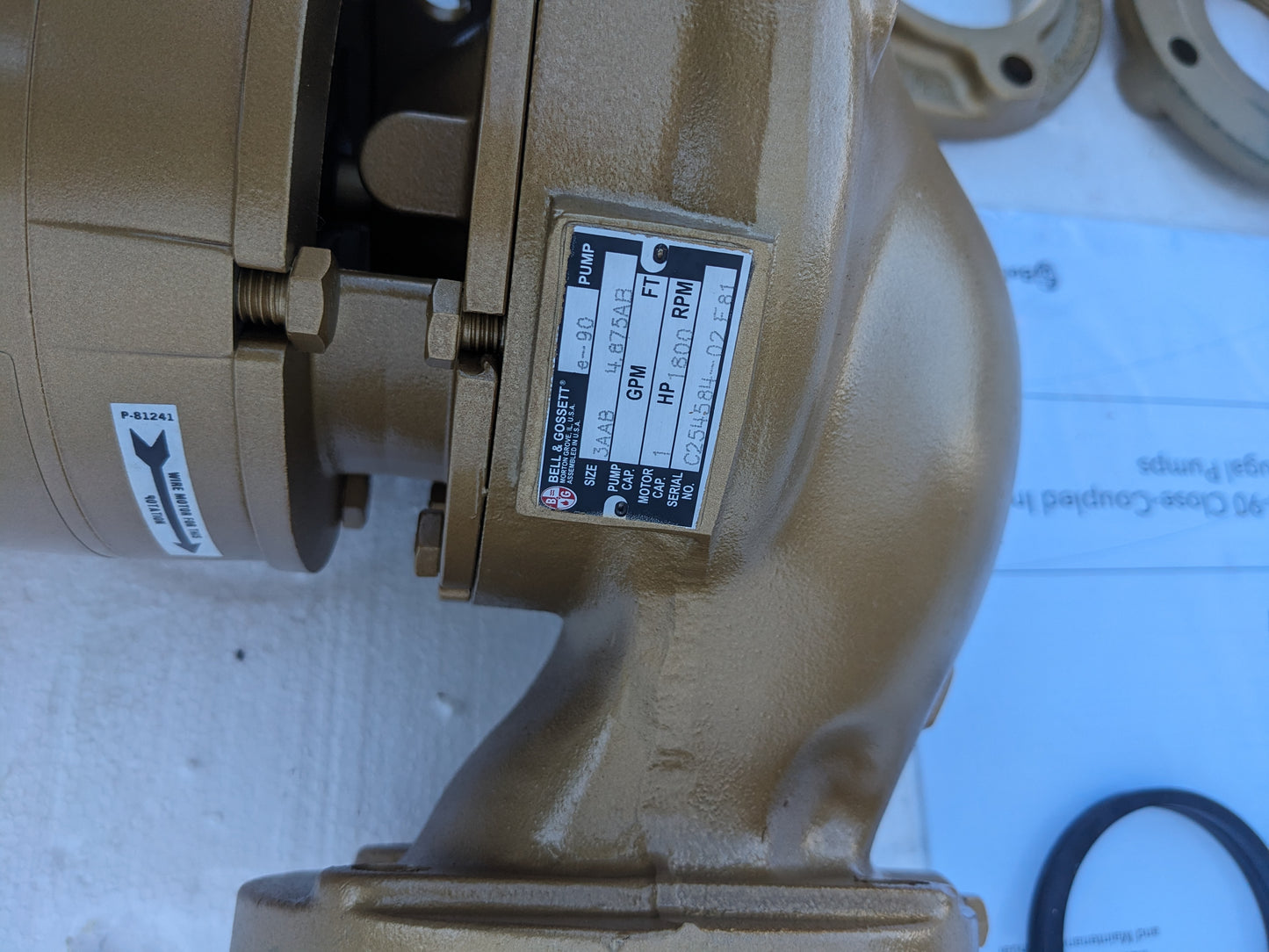 BELL & GOSSETT PUMP E-90 3AAB 4.875AB 2 NEW S-343