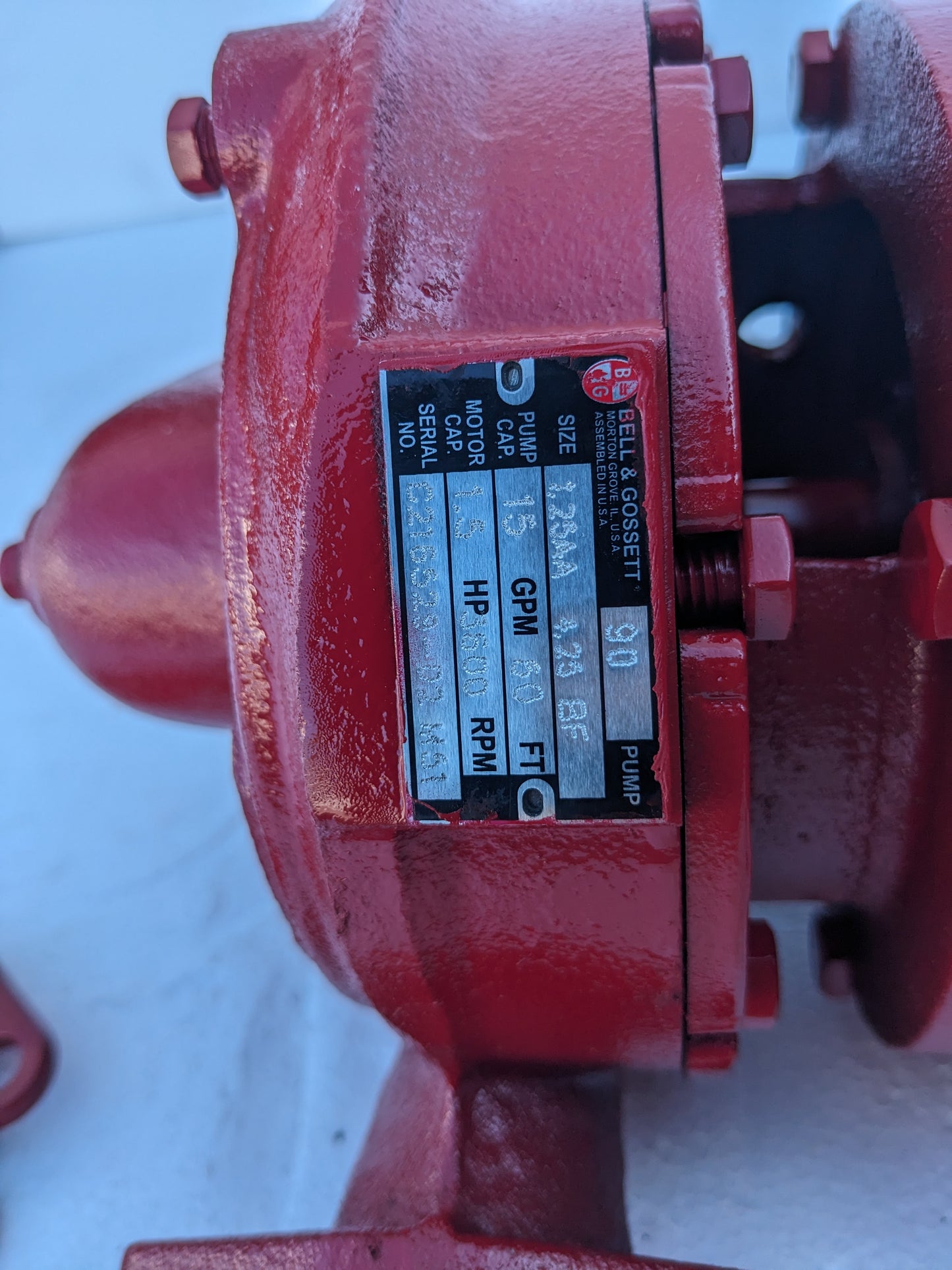 BELL & GOSSETT SERIES 90 PUMP 1.25AA 4.25BF 15GPM 1.5HP 3600RPM 208-230/460V NEW S-343