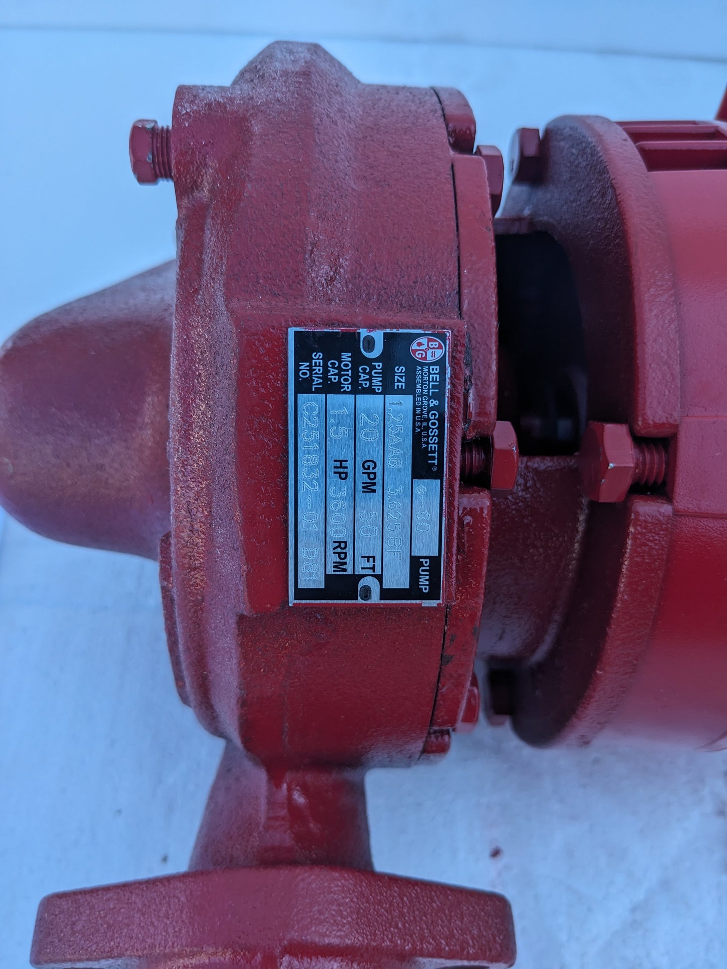 BELL & GOSSETT SERIES E90 CENTRIFUGAL PUMP 1.25AAB 3.625BF 1.5HP 3600RPM NEW S-343