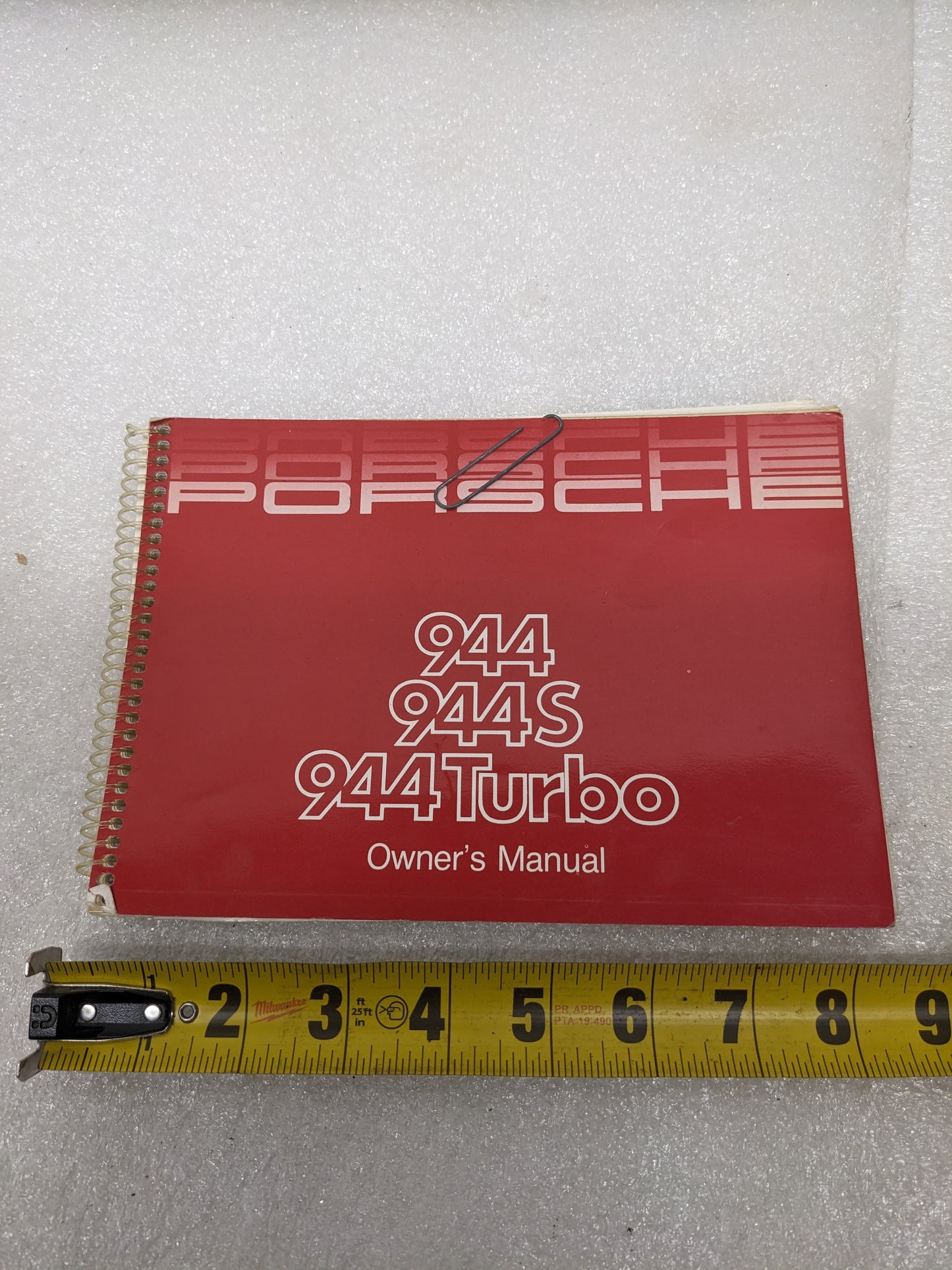 PORSCHE 944/944S/944 TURBO OWNER'S MANUAL RED W/ LEATHERETTE CASE USED R20T8