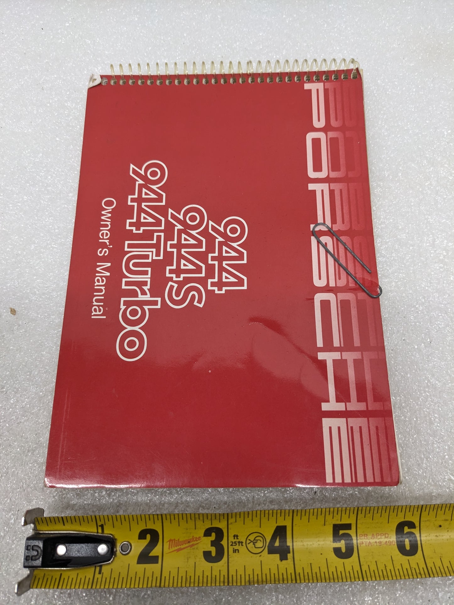 PORSCHE 944/944S/944 TURBO OWNER'S MANUAL RED W/ LEATHERETTE CASE USED R20T8