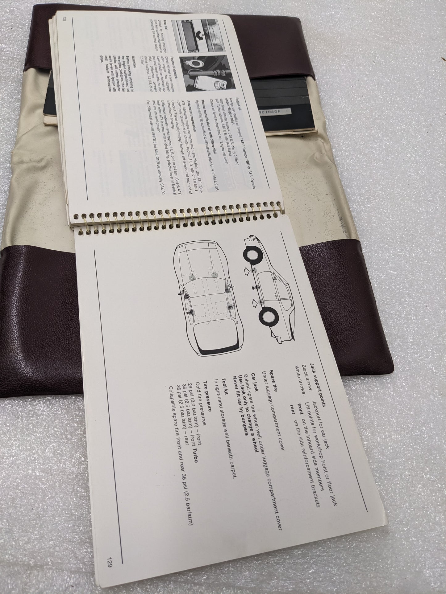 PORSCHE 944/944S/944 TURBO OWNER'S MANUAL RED W/ LEATHERETTE CASE USED R20T8