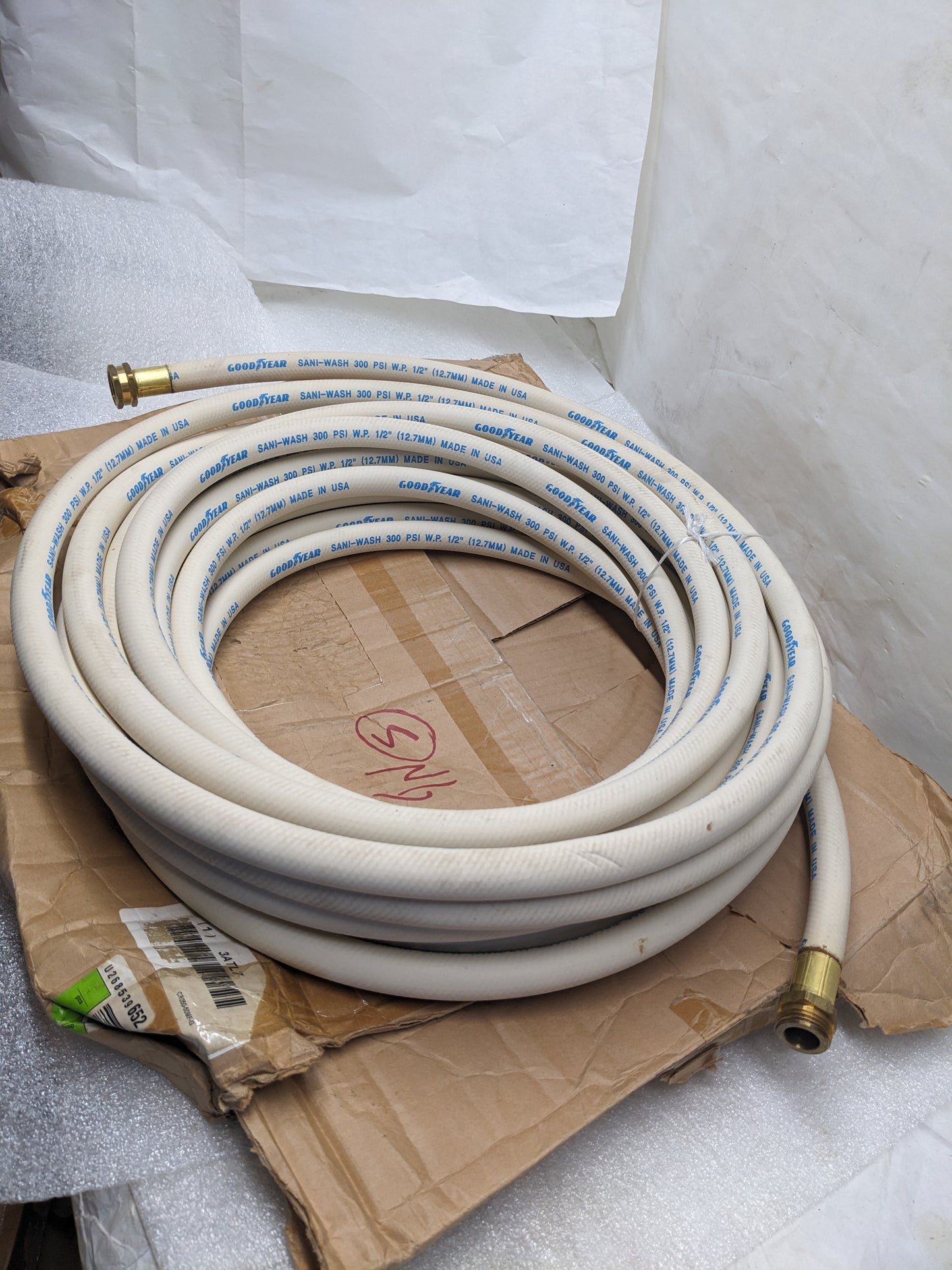 GOODYEAR CR050-50MF-G SANI-WASH 50' HOSE 1/2" ID 300 PSI WHITE NEW R17