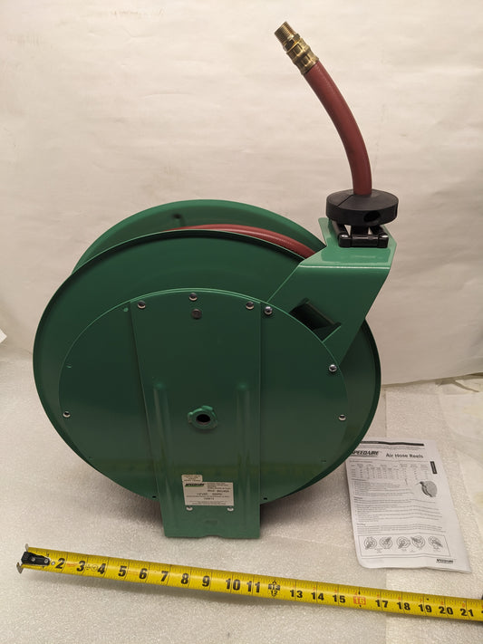 SPEEDAIRE 6NU45A 1/2"X50' SPRING RETURN AIR/WATER HOSE W/ REEL NEW B2