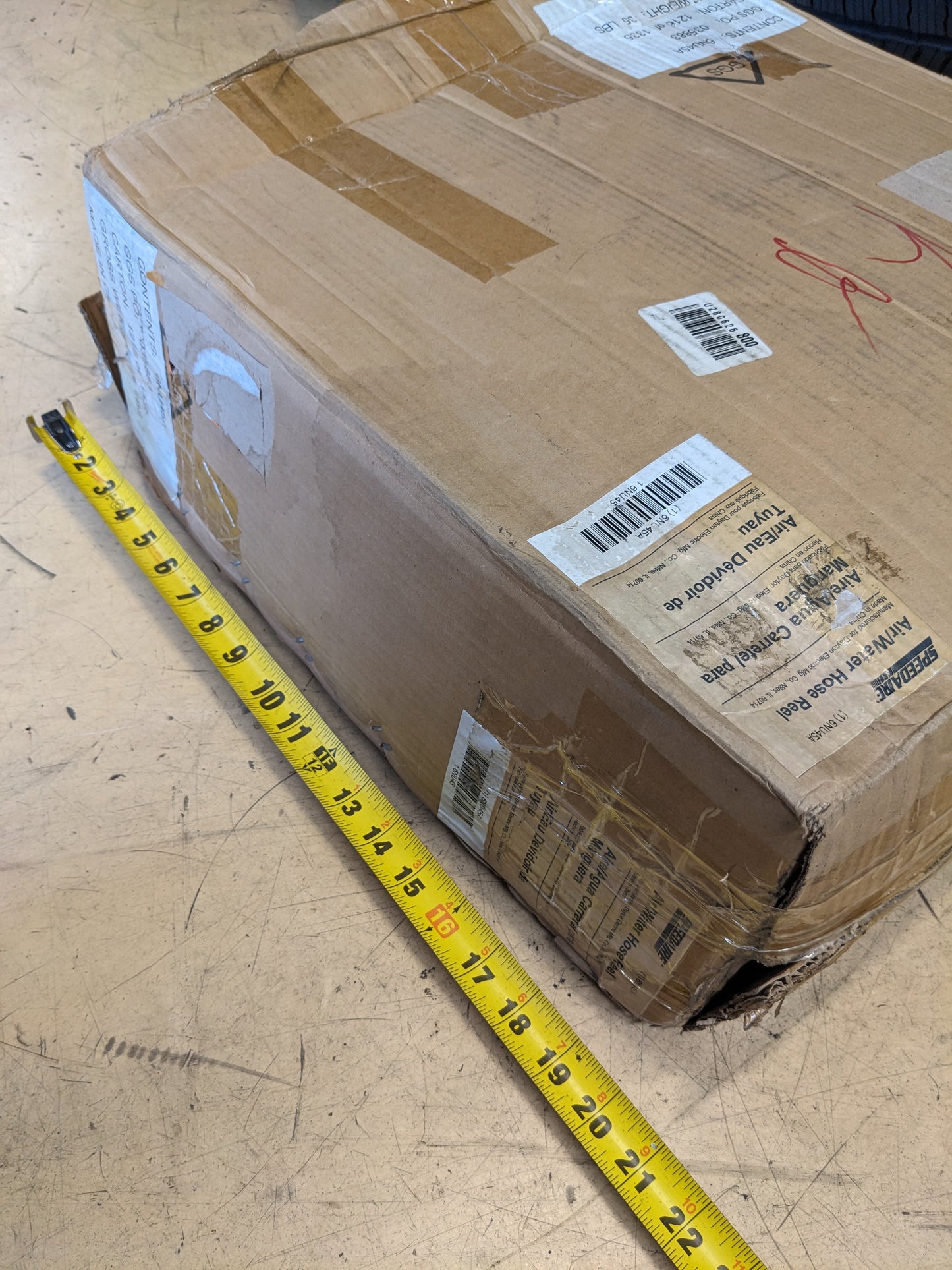 SPEEDAIRE 6NU45A 1/2"X50' SPRING RETURN AIR/WATER HOSE W/ REEL NEW B2