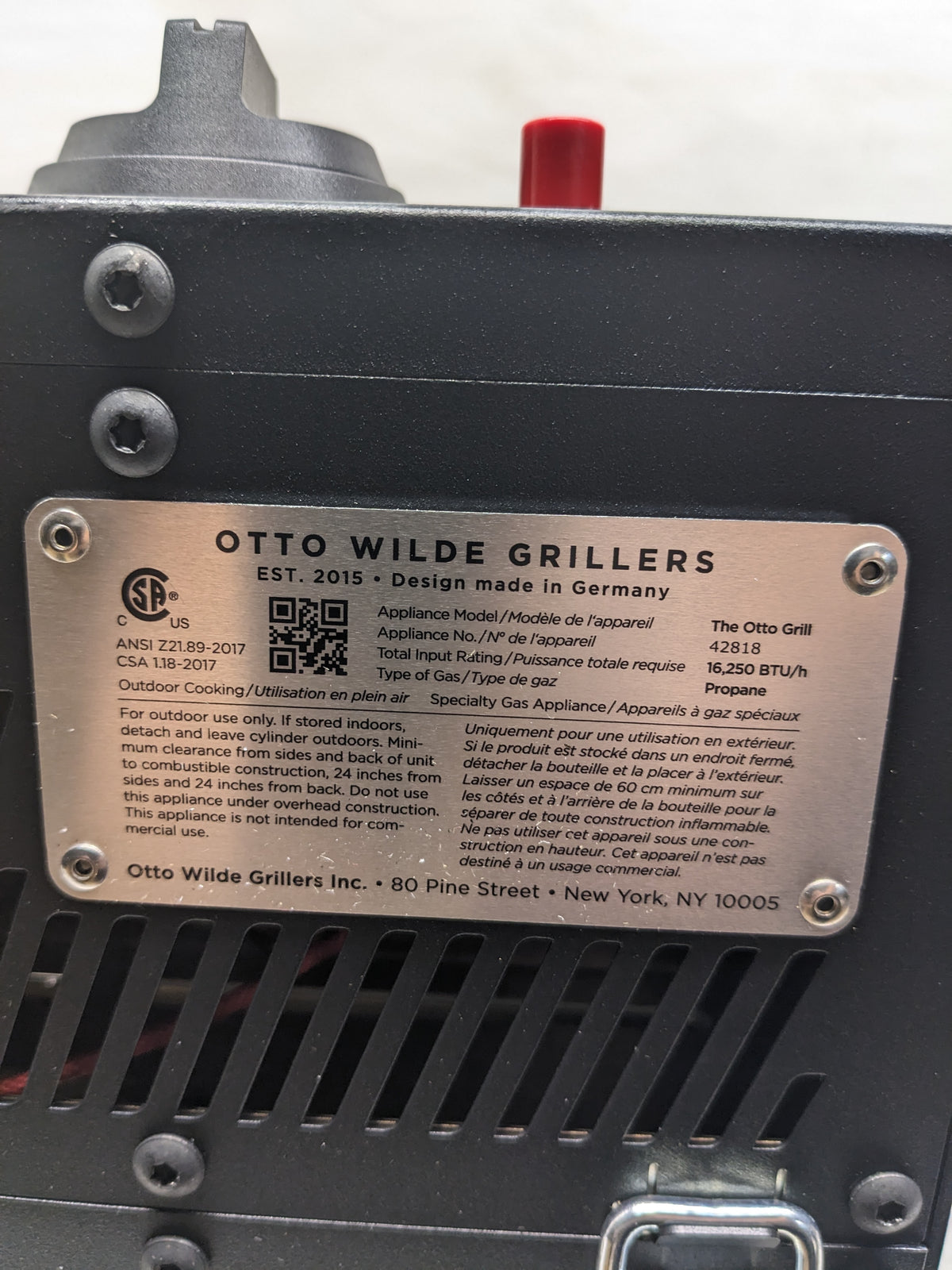 OTTO WILDE GRILLS 100011 STEAK BROILER UP TO 1500°F NEW B2