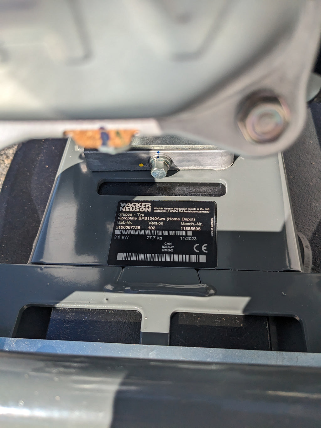 WACKER NEUSON BPS1340AW VIBRATION SOIL PLATE HONDA GX120 ENGINE #2 USED B2