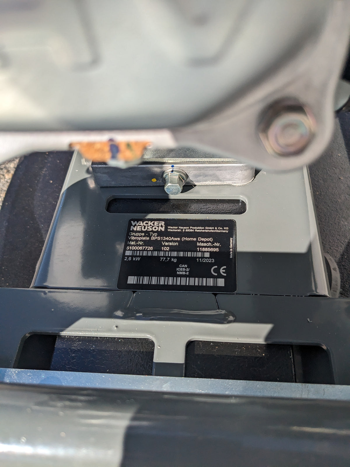 WACKER NEUSON BPS1340AW VIBRATION SOIL PLATE HONDA GX120 ENGINE #2 USED B2