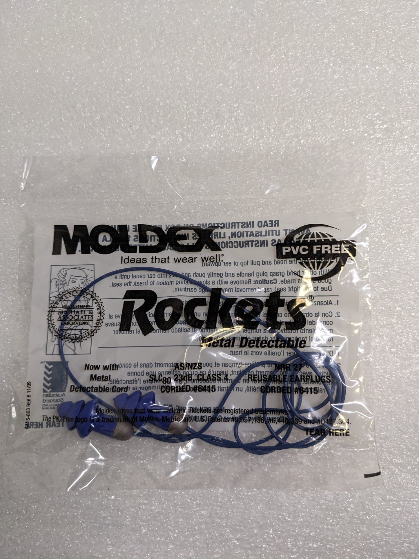 MOLDEX 6415 ROCKETS METAL DETECTABLE CORDED REUSABLE EARPLUGS BOX OF 50 NEW SR