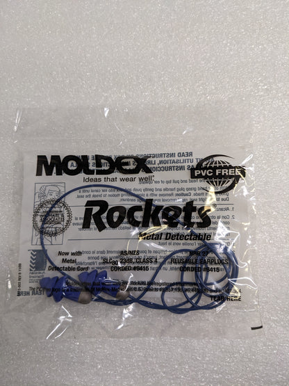 MOLDEX 6415 ROCKETS METAL DETECTABLE CORDED REUSABLE EARPLUGS BOX OF 50 NEW SR
