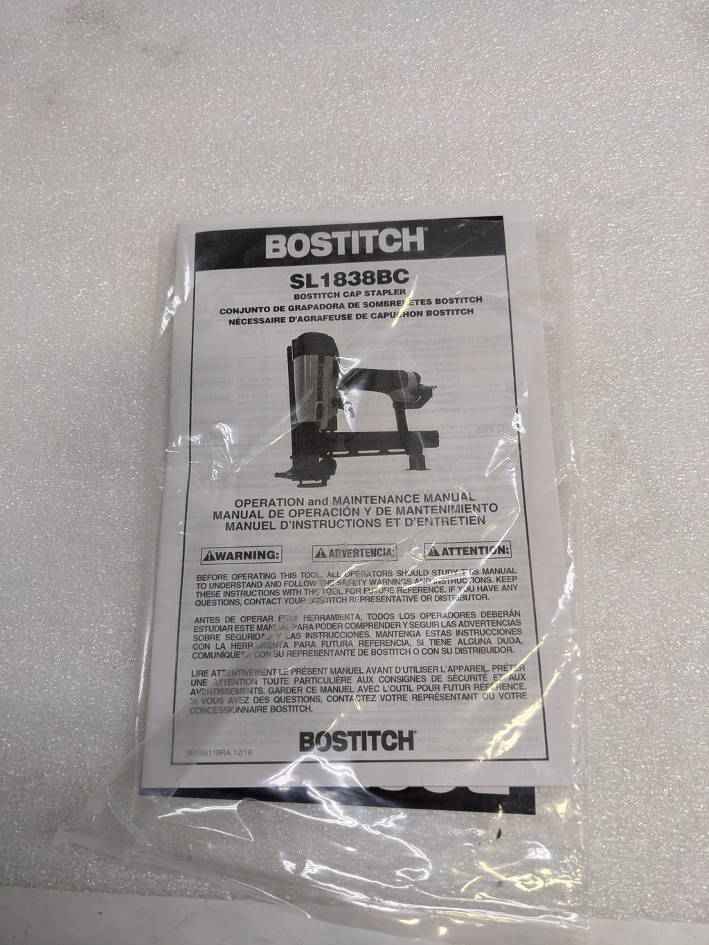STANLEY BOSTITCH SL1838BC 18-GAUGE CAP STAPLER KIT 3/4" TO 1 1/2" NEW SR