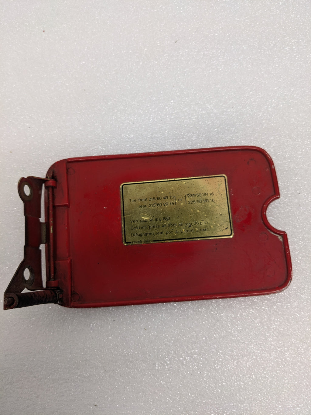 PORSCHE 92800650800 FUEL GAS DOOR RED FOR 80-84 928 S USED R20T8