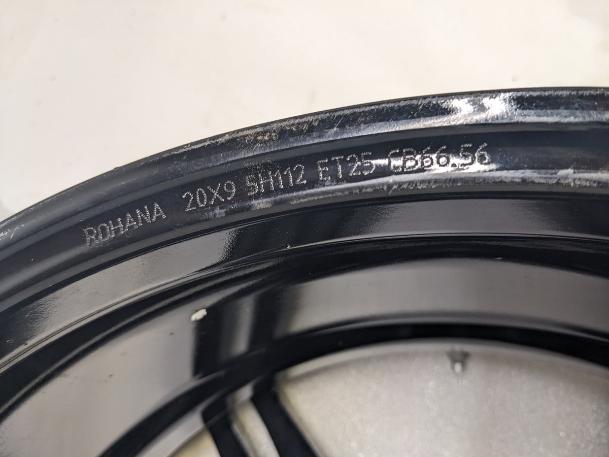 ROHANA RFX152095112GB45 RFX15 SERIES 20X9 INCHES  5X112 25MM GLOSS BLACK SET OF FOUR WHEELS NEW B2