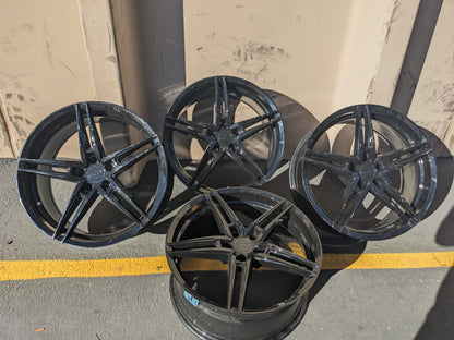 ROHANA RFX152095112GB45 RFX15 SERIES 20X9 INCHES  5X112 25MM GLOSS BLACK SET OF FOUR WHEELS NEW B2