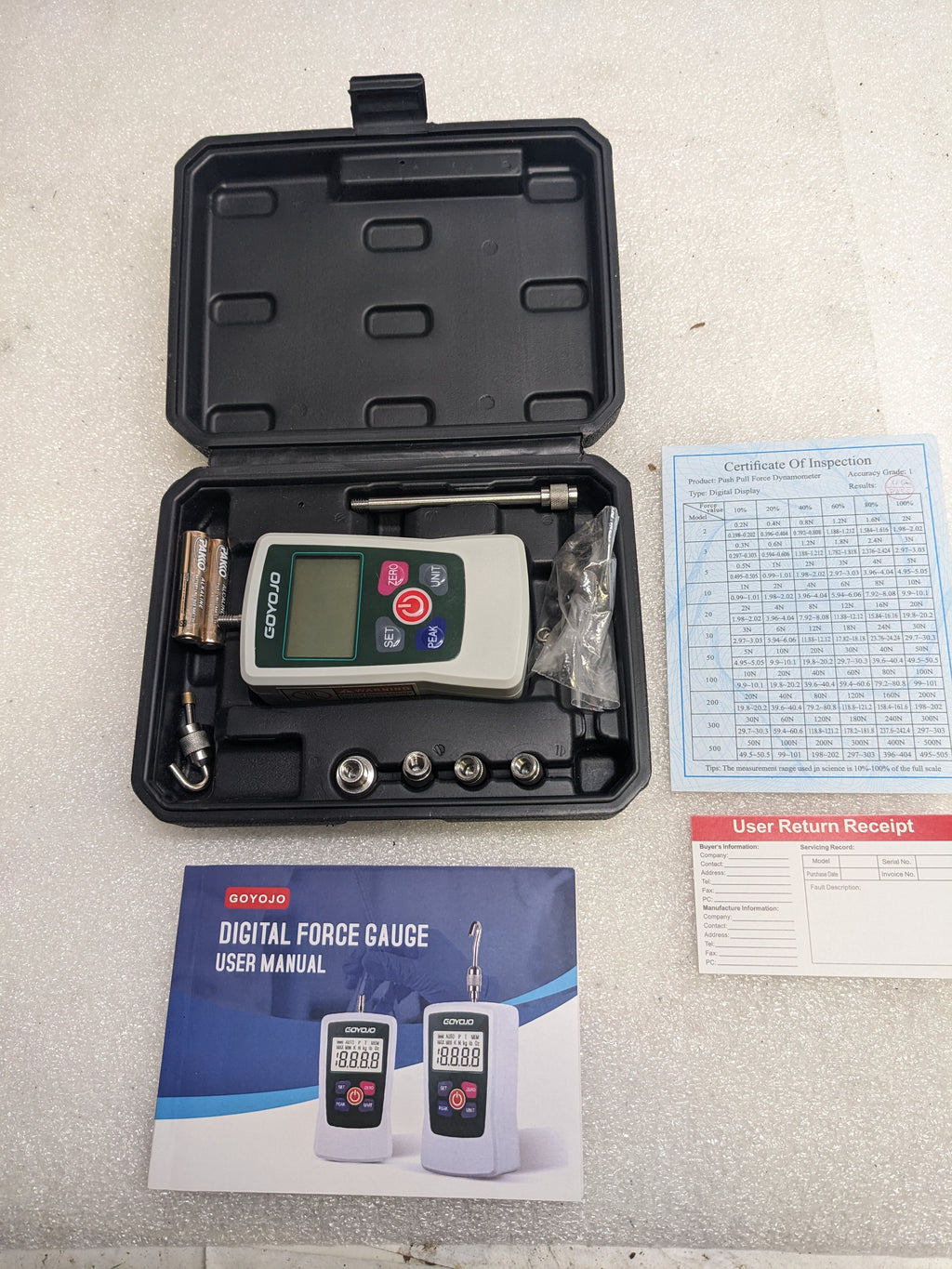 GOYOJO GF500 DIGITAL FORCE GAUGE HIGH PRECISION PUSH-PULL METER FOR TENSION & COMPRESSION TESTING UNITS NEW #1 SR