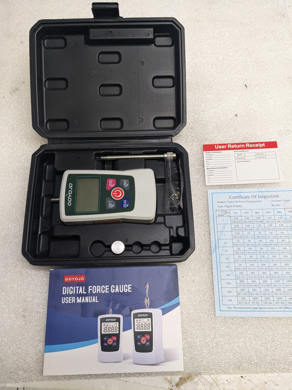 GOYOJO GF500 DIGITAL FORCE GAUGE HIGH PRECISION PUSH-PULL METER FOR TENSION & COMPRESSION TESTING UNITS NEW #2 SR