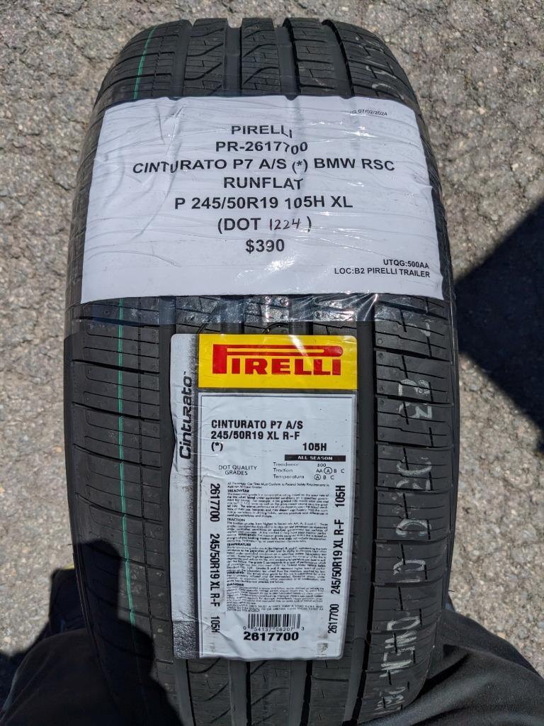 2 PIRELLI CINTURATO P7 A/S (*) RFT BSW P 245 50 19 105H XL ALL SEASON TIRE 2617700