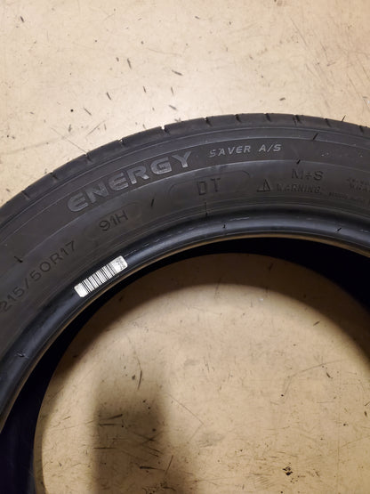 2 USED 6/32” MICHELIN ENERGY SAVER A/S BSW P 215 50 17 91H ALL SEASON TIRE 16798