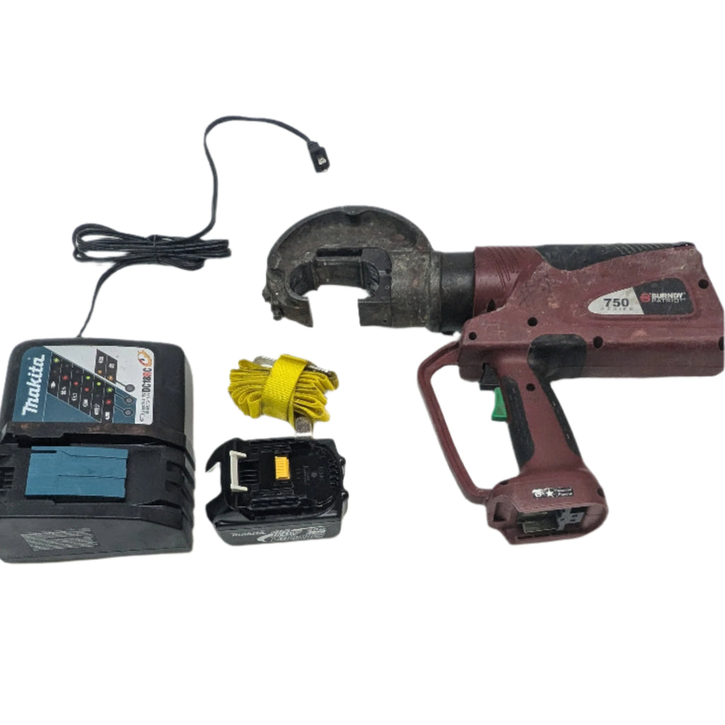 BURNDY PATRIOT 750 SERIES CRIMPER WITH CHARGER AND NEW BATTERY