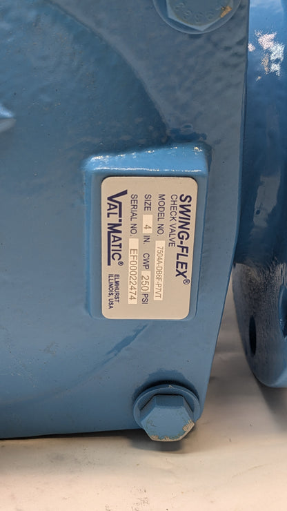 VAL-MATIC SWING FLEX CHECK VALVE SWING INLINE VALVE BODY 4 IN PIPE SIZE FLANGE X FLANGE STD 7504A-DB6F-P7VT