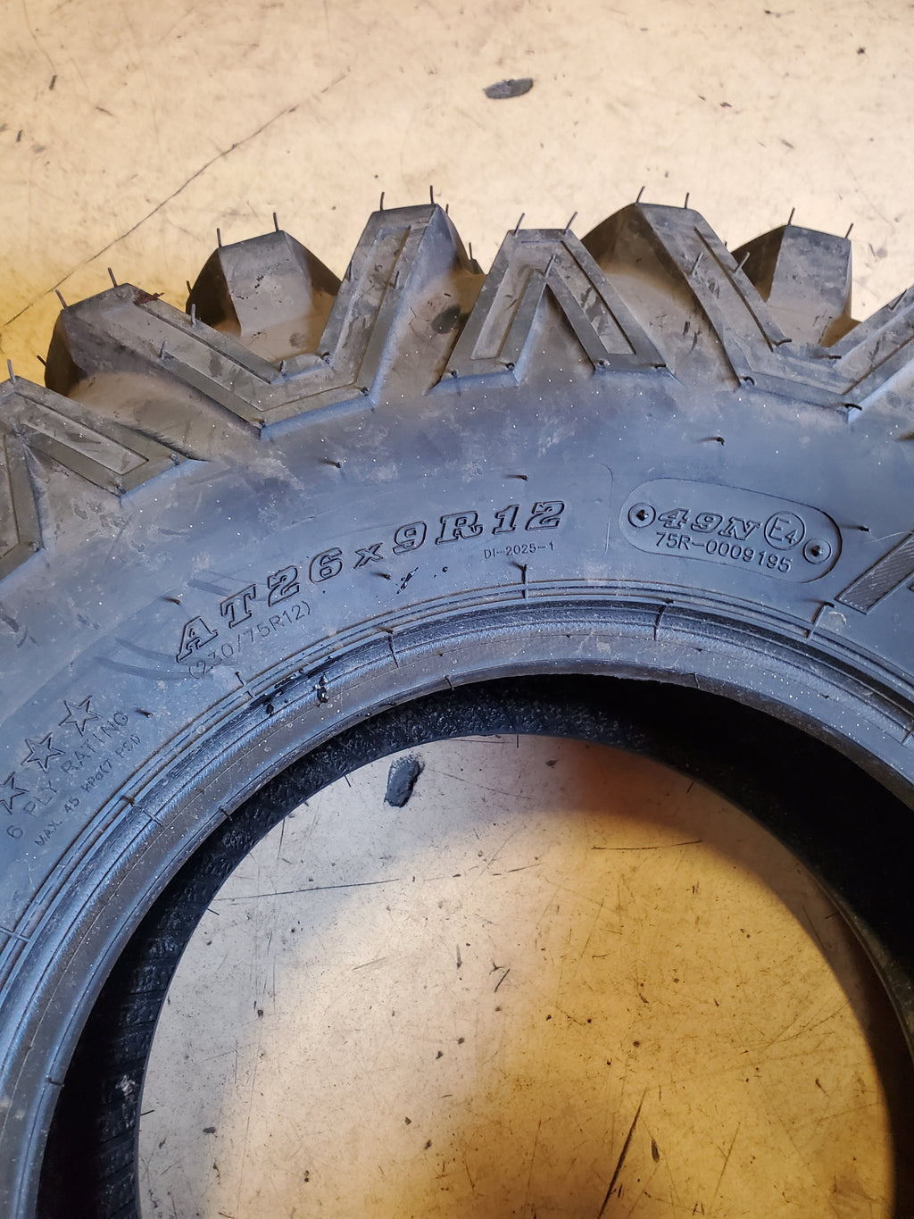 DURO POWER GRIP BSW AT 26 9 12 49N 6PLY ATV/UTV TIRE 3120251226C