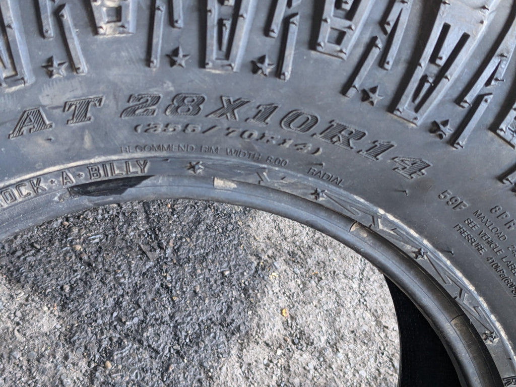 NOS SEDONA ROCK A BILLY BSW AT 28 10 14 58F 8PLY ATV/UTV TIRE RAB2810R14