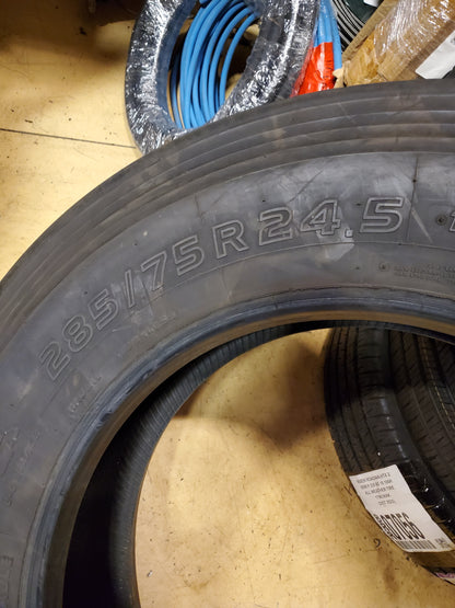 (KSL ONLY) 2 USED 13/32" TOYO M177 BSW  285 75 24.5 147/144L 16PLY STEER TIRE 547170