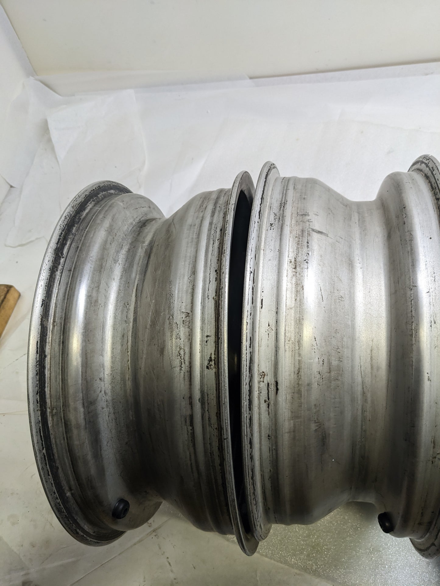 FUCHSFELGE 16X6 16X7 SET OF FOUR WHEELS FOR PORSCHE 991 BLACK SATIN CENTER W/ SILVER ANODIZED LIP USED B2