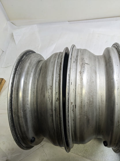 FUCHSFELGE 16X6 16X7 SET OF FOUR WHEELS FOR PORSCHE 991 BLACK SATIN CENTER W/ SILVER ANODIZED LIP USED B2