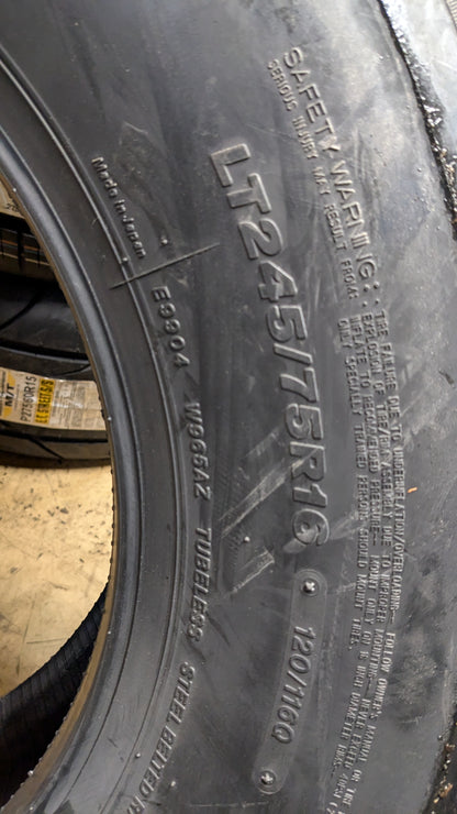2 BRIDGESTONE BLIZZAK W965 BSW LT 245 75 16 120/116Q 10PLY WINTER TIRE 150800