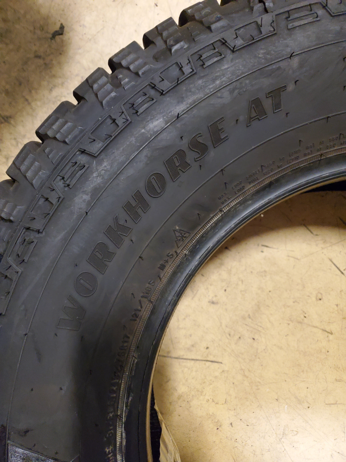 USED 14/32" GOODYEAR WRANGLER WORKHORSE AT LT 245 75 17 121/118S 10PLY 481104855