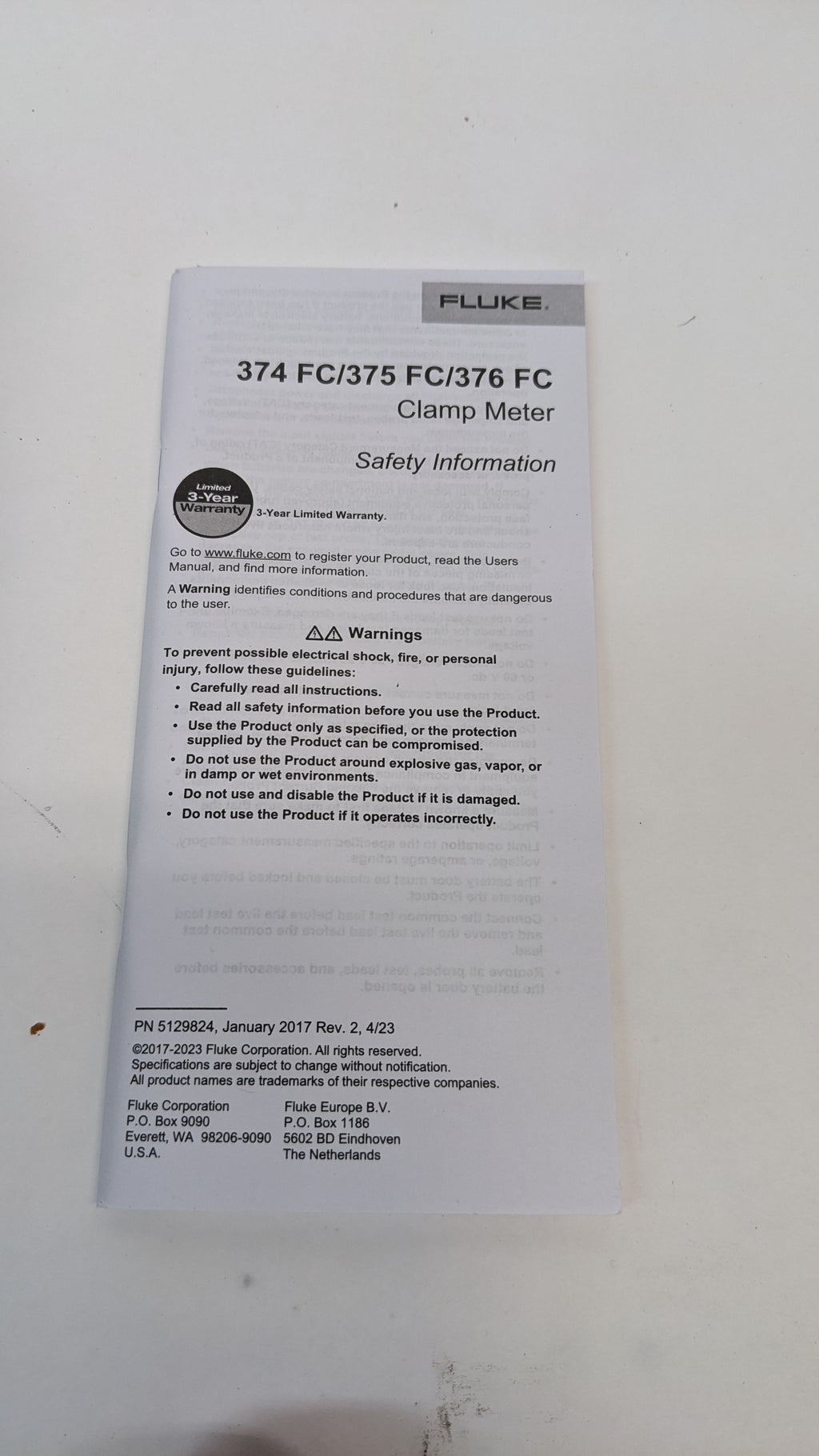 FLUKE AC/DC CLAMP METER 376FC 5065965
