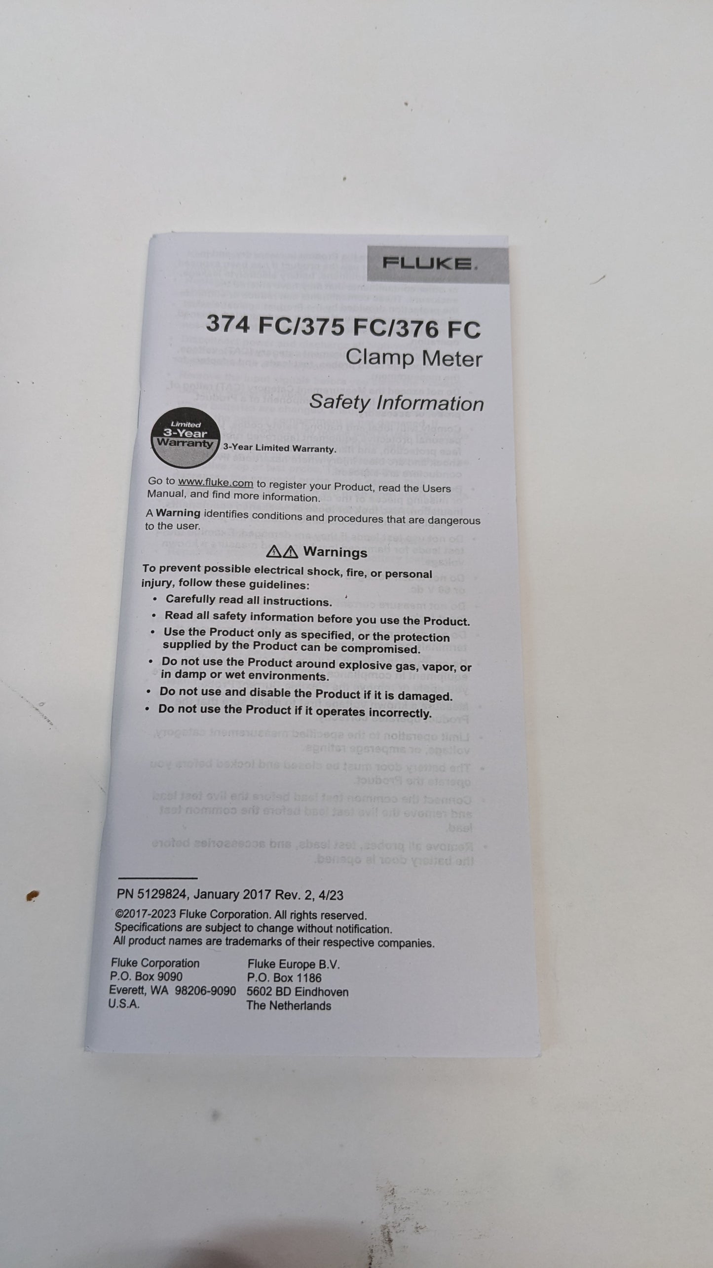 FLUKE AC/DC CLAMP METER 376FC 5065965