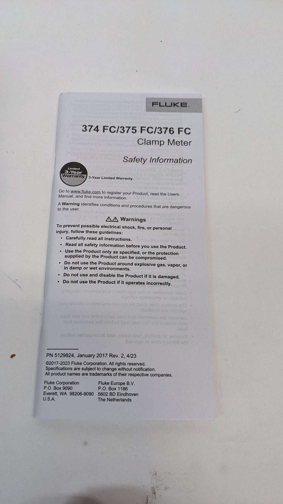 FLUKE AC/DC CLAMP METER 376FC 5065965