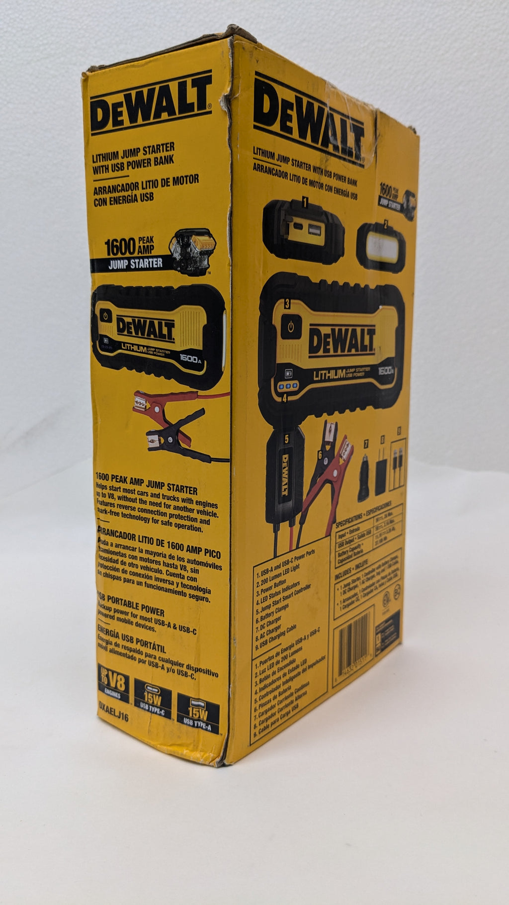DEWALT DXAELJ16 1600 PEAK AMP JUMP STARTER BATTERY BOOSTER WITH USB POWER STATION