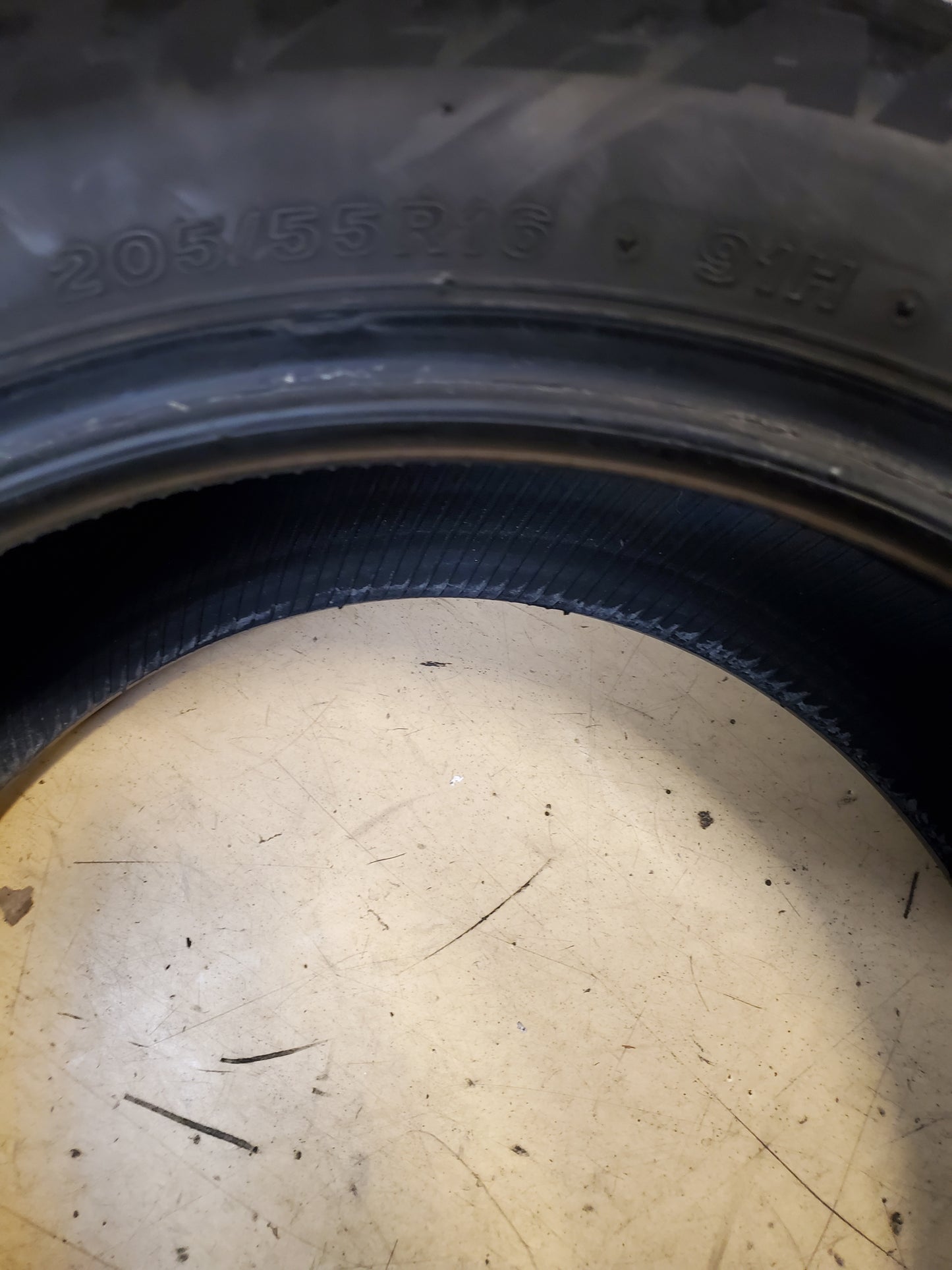4 USED OS BRIDGESTONE BLIZZAK WS80 BSW P 205 55 16 91H WINTER TIRE 013006