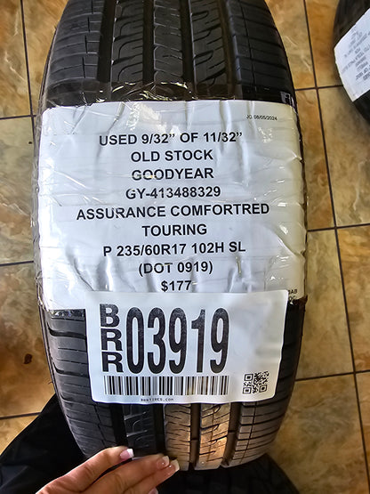 USED 9/32 OF 11/32  GOODYEAR ASSURANCE COMFORTED TOURING P 235 60 17 102H SL  ALL SEASON  TIRE 413488329
